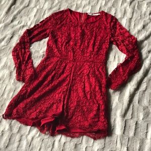 NWT Kimchi Blue Red Long-sleeve Lace Romper